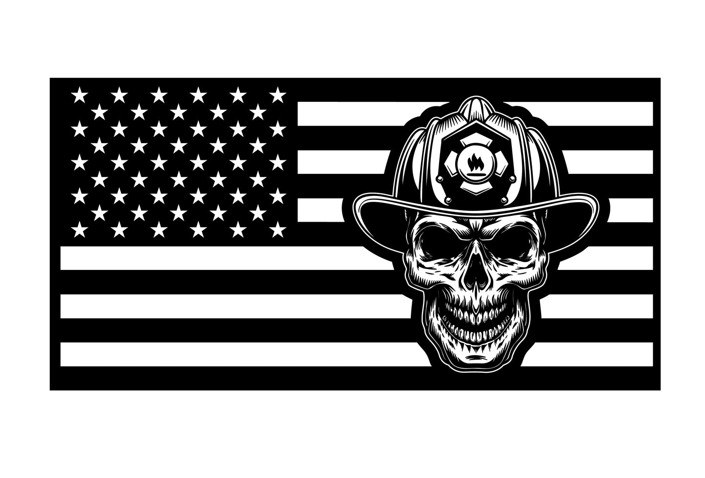 FIREFIGHTER SKULL AMERICAN FLAG