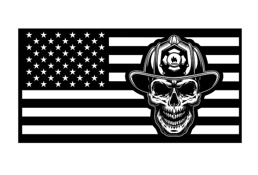 FIREFIGHTER SKULL AMERICAN FLAG